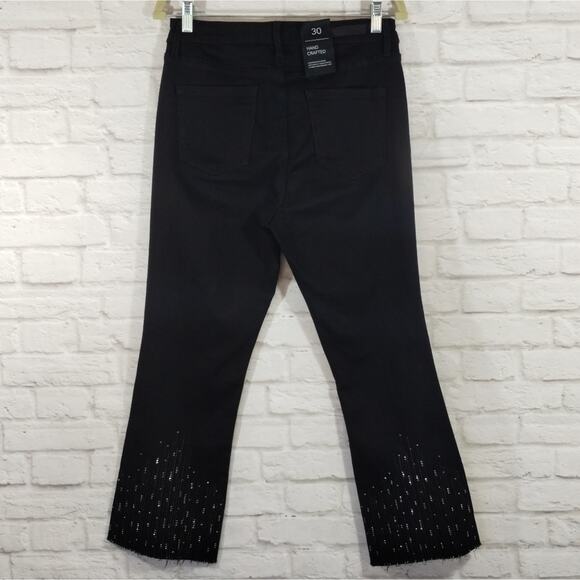 E Sanctuary Denim Black Embellished Connector Kick Cropped Jeans NWT Size 30 - Picture 6 of 13